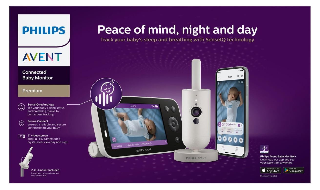 Philips AVENT SCD971/26 Babyfoon met Wi-Fi en FHSS, 1920 x 1080 pixels, bereik tot 400 meter