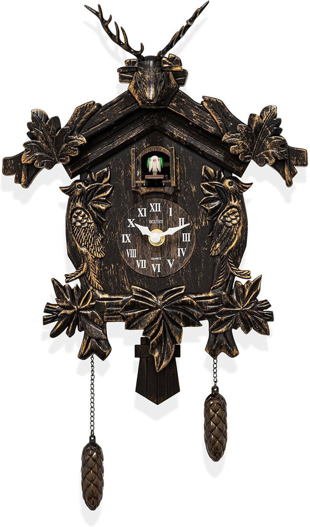 Acctim Lindau Cuckoo Clock Pendulum Hourly Cuckoo Antique Bronze Brown 25cm W X 28.5cm H X 11cm D