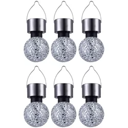 6er Set Solar Hänge Leuchten rund Garten Kugel Lampen Spiegel Scherben Mosaik silber Deko Lichter