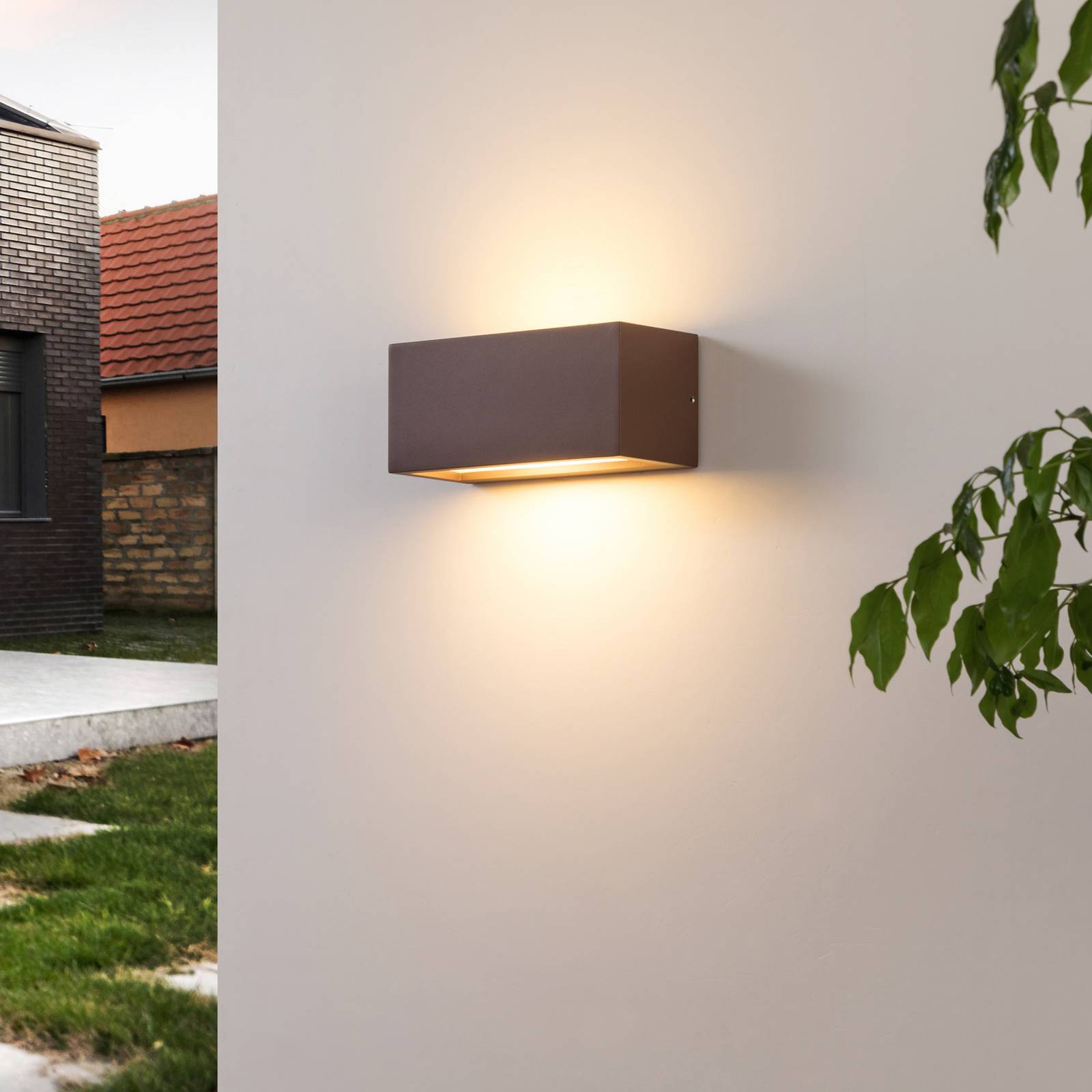 Applique extérieur BENTE Lucande, dimmable, marron, Aluminium, Moderne, Applique Exterieur