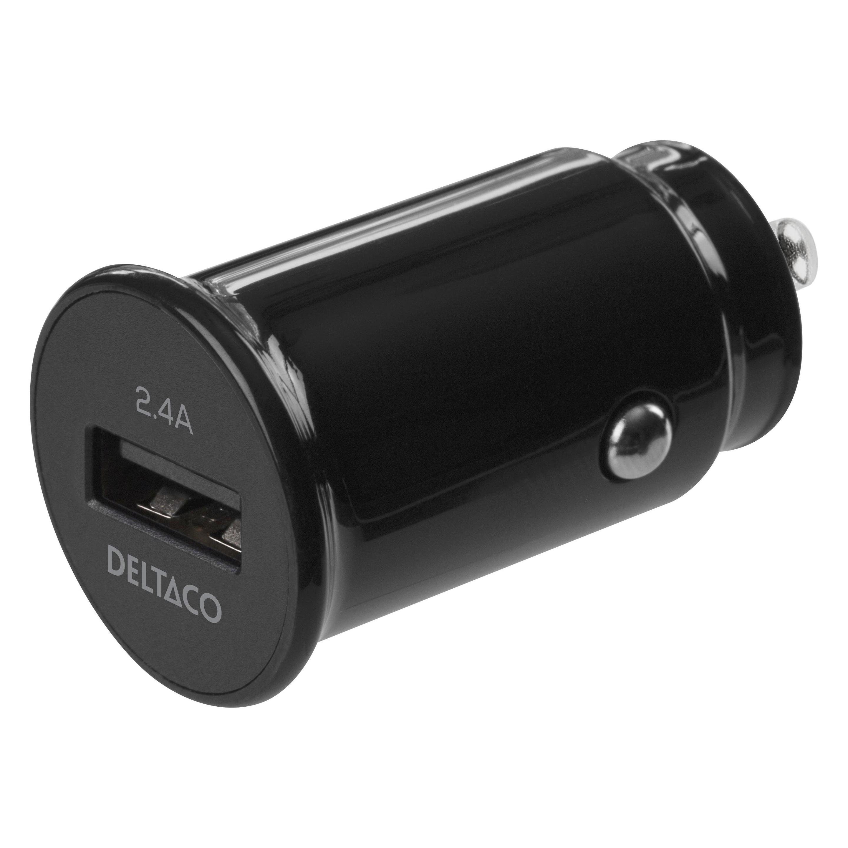 Deltaco Car Charger USB-A 12W - Black (USB-CAR123)