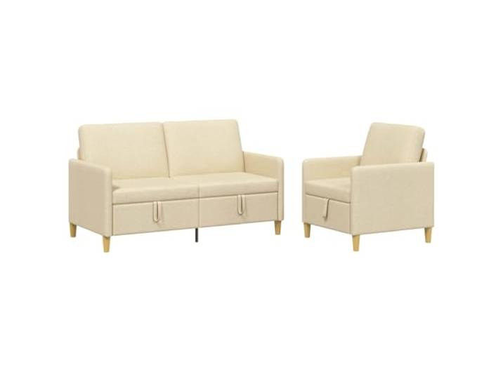 Coespram Couch Set mit Stauraum 2-Teilig, Polstersofa 3 Sitzer Creme Platzsparende Sessel-Couch Garnitur mit Klappsitz für Wohnzimmer & Gästebereich, cremefarbenes Design aus Polyester.