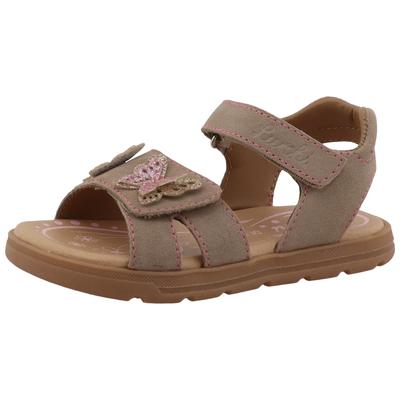 Sandale LURCHI "Cinny", Mädchen, Gr. 27, beige, Veloursleder, festlich, Schuhe Sandale, Klettschuh mit Glitzer, Größenschablone zum Download