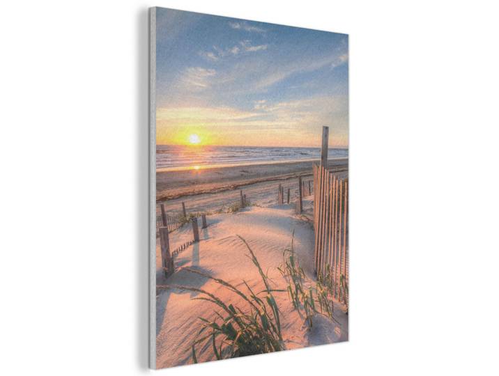 MuchoWow Akustikbild - Strand - Meer - Düne - Sonnenuntergang - Landschaft - 50x70, Beige, Kunststoff, Rechteckig, 50x70x0.9 cm, Wandverkleidung, Akustikpaneele