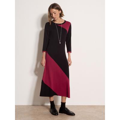 Maxikleid APRICOT "Strickkleid", Damen, Gr. 8, N-Gr, Strick, schwarz, Strick, , Modisch, normal, U-Boot-Ausschnitt, Gerade, Kleider Maxikleid, mit diagonalen Blockstreifen