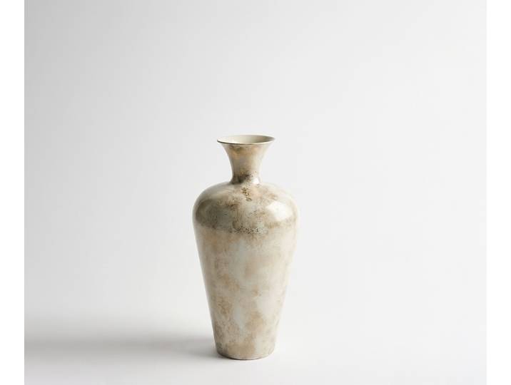 DELIFE Vase Marvella B23 x T23 x H48 cm Metall Alabaster Gold Handgemacht, Wohnaccessoires