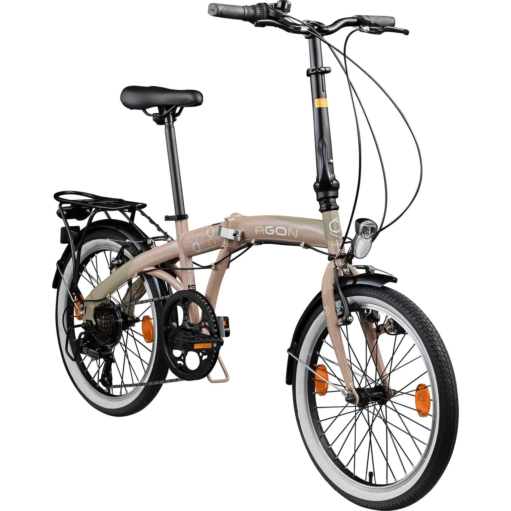 Agon Parklane Klapprad 150 - 185 cm Klappfahrrad mit 6 Gängen Fahrrad Faltrad mit Beleuchtung StVZO und Fahrradständer