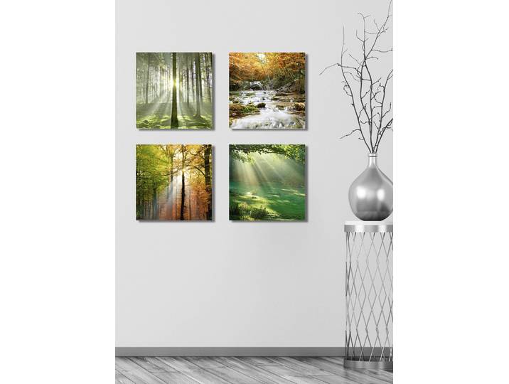 Bilder-Set, 4-teilig, mit Waldmotiven