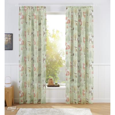 Gardine OTTO HOME "Waldtiere" Gr. 2, grün, B:140cm H:175cm, Voile, Polyester, Gardinen, Gardine, Kindergardine, bedruckt, verschiedene Größen