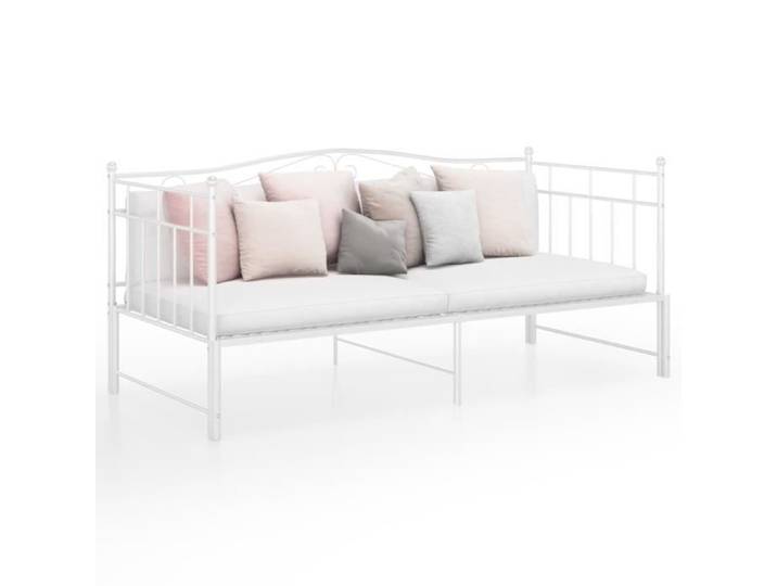 Canapé-lit - 90x200 cm - Blanc - Métal - Extensible