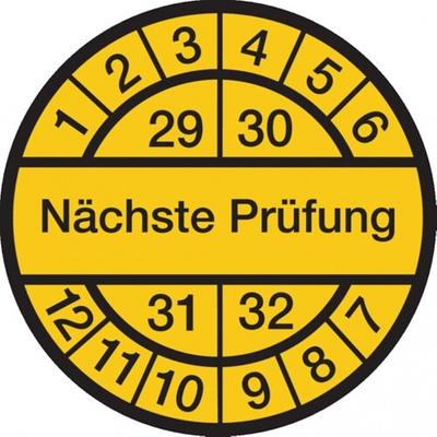 König Werbeanlagen Dreifke® Prüfplakette Nächste Prüfung ab 29 gelb/schwarz - 30 mm Folie selbstklebend