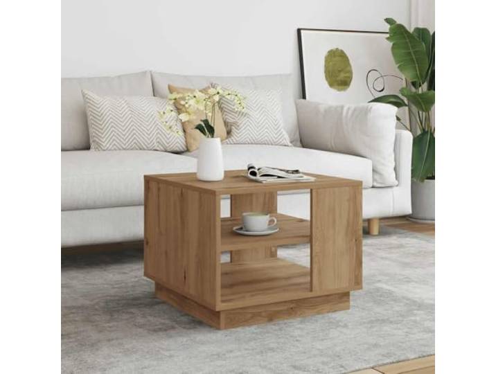 HEFZGDB Couchtisch Artisan-Eiche 55x55x42 cm Holzwerkstoff mit Stauraum und Stabiler Tischplatte für Wohnzimmer