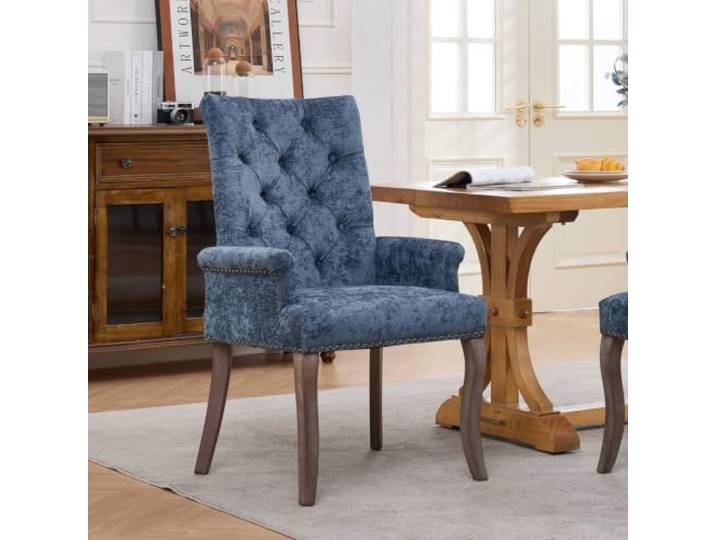 Ropilly Esszimmerstuhl Chenille mit Armlehnen und hoher Rückenlehne gepolstert für Esszimmer und Wohnzimmer