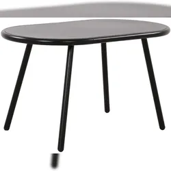 DELUKE Couchtisch VORIN - Kunststoff Schwarz 80x45x45 cm | Sofatisch Oval Beistelltisch Wohnzimmertisch Klein