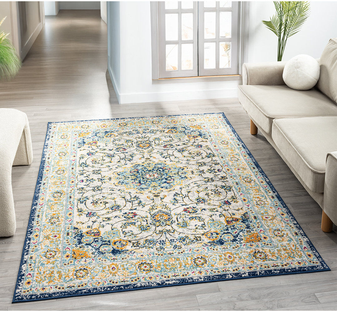 Langley Street Athena Modern Living Room Area Rug – Cut Pile Weaving - Jute Backing- Floral - Traditional Design Low Pile Rug, Multi Coloured, Multi Coloured Rectangle 200 x 290 cm