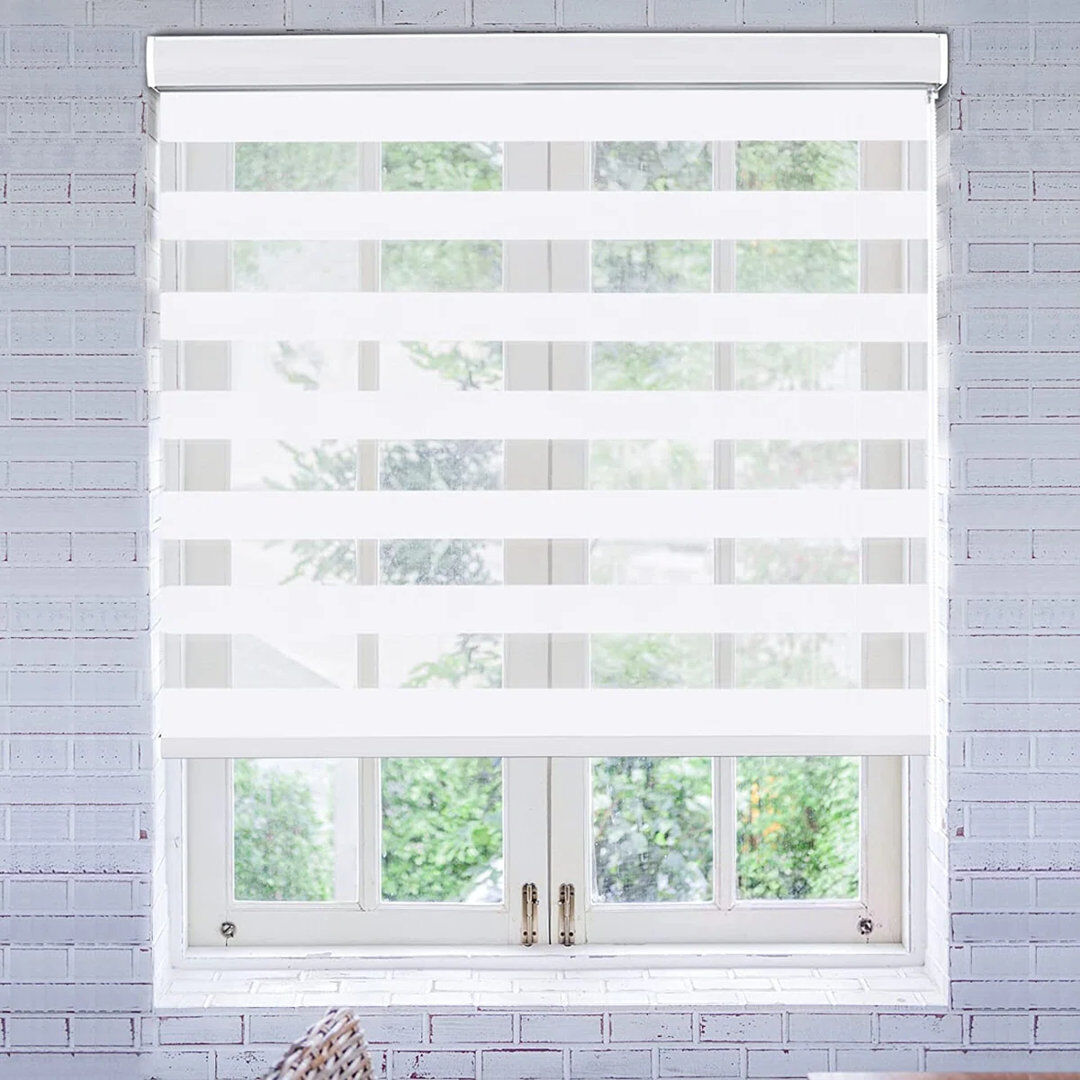 Symple Stuff Dual Layer Day & Night Zebra Roller Blind – Light Filtering Privacy Blind White 165 cm L x 243 cm W