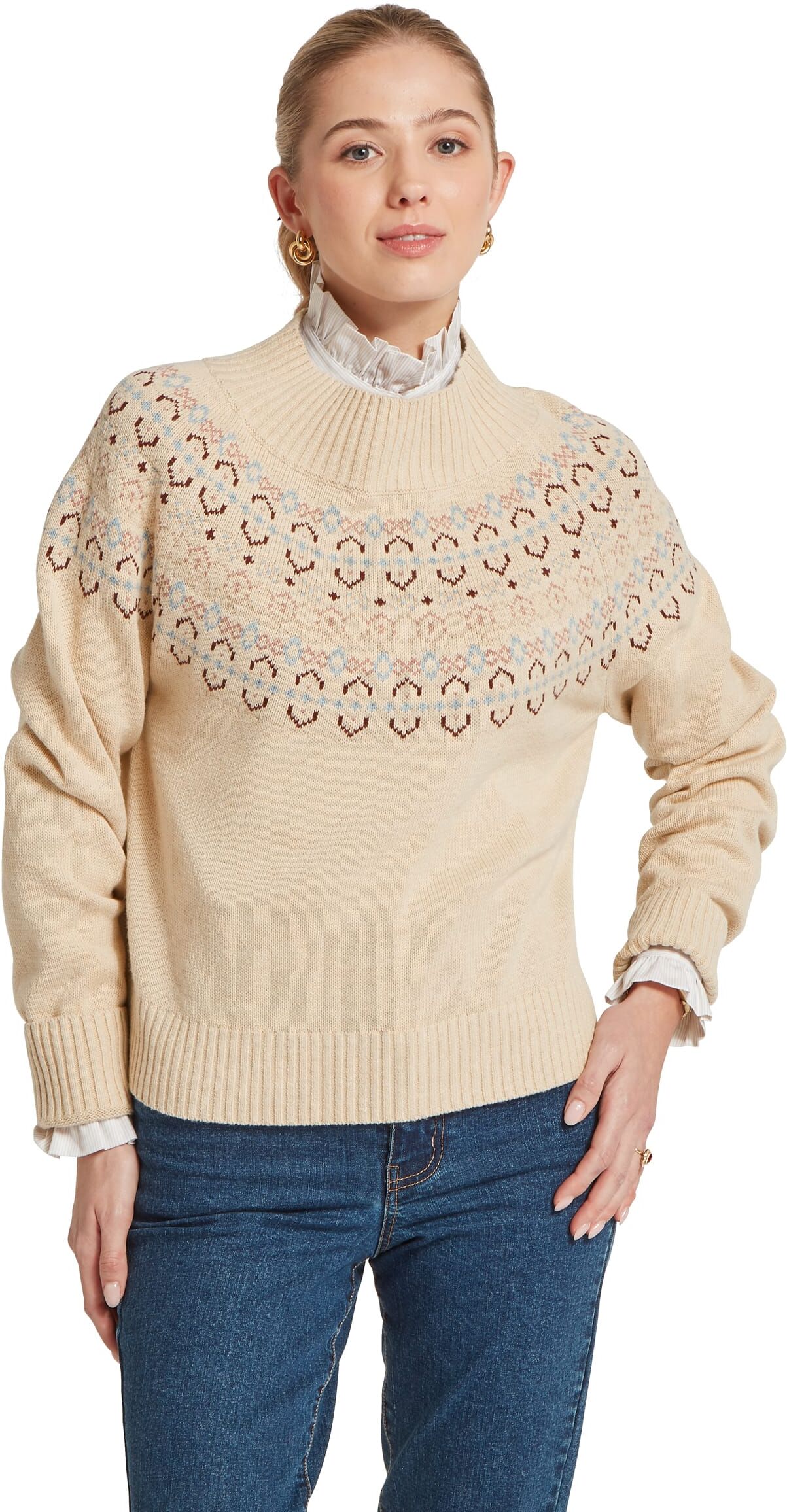 Schöffel Country Tresness Fairisle Jumper - Cream - Size UK8 - Women