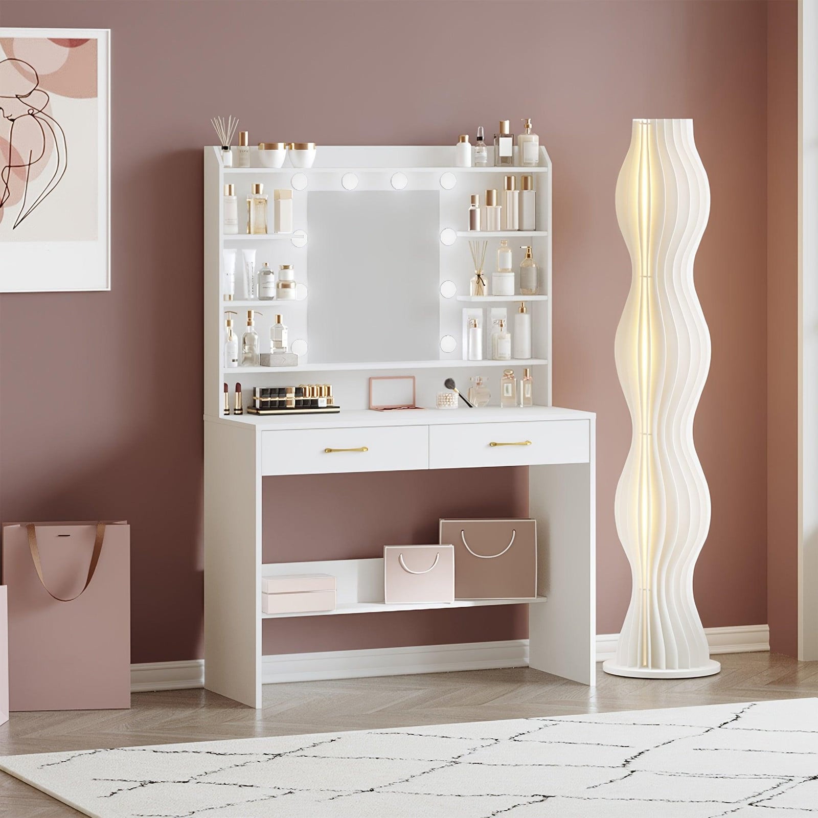 Selius Make-up Tafel met Verstelbare Verlichting - Wit