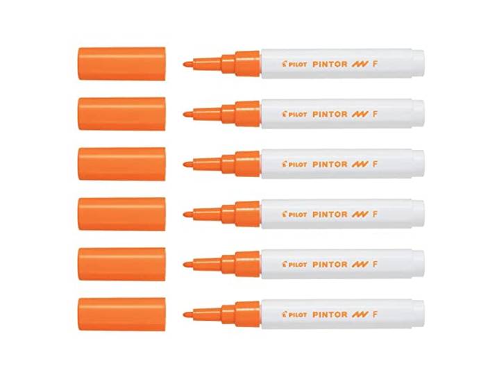 PILOT Pintor pigmentmarker, fijne punt, oranje, 6 stuks