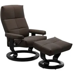 Stressless Sessel mit Hocker David Classic Leder Braun Batick Brown L (Large)