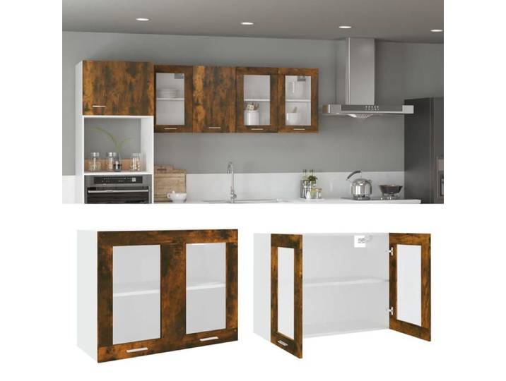 Vitrine suspendue  Lyon  Chêne fumé 80 x 31 x 60 cm Bois d'ingénierie 815594