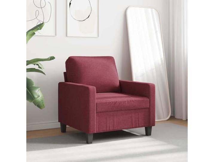 KTHLBRH Roter Sessel Weinrot 60 cm aus Stoff Schaumstoff, Metallgestell, 110 kg, 78 x 77 x 80 cm, modernes Design