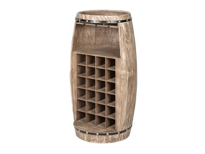 Weinregal BODEGA 100cm - natur - Pinienholz 24 Flaschen Shabby Chic Montiert geliefert, Gläseraufhängung, pflegeleichte Oberfläche, Hausbar, Weinfass-Optik, griffbereite Gläser