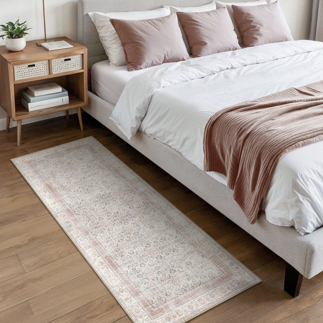 Latitude Vive Vintage Look Washable Area Rug Beige/Taupe Runner 60 x 180 cm