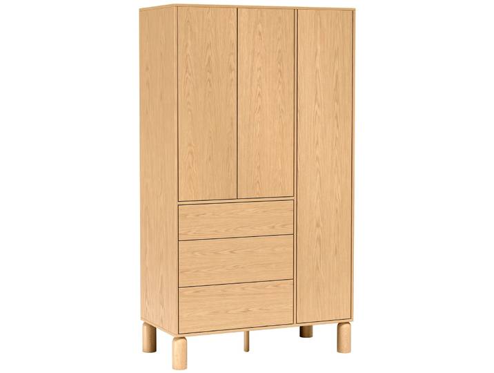 Drehtürenschrank Sanden mit drei Schubladen, 110 cm, Eiche