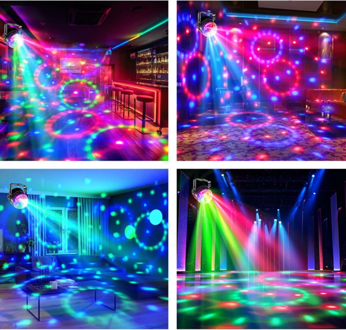 INF Lampe boule magique cristal 3x1W LED - Disco rotative 7 couleurs avec télécommande, activation sonore, prise US