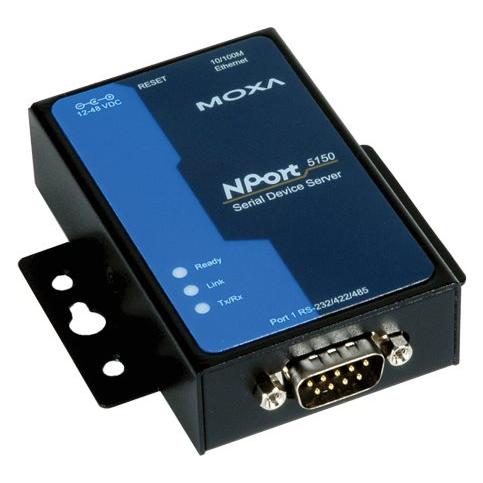 Moxa Nport 5150 Serieller Geräteserver, 1 Anschluss, RS-232 und RS-422/485, 9-poliger Sub-D-Stecker, inkl (Nport-5150)