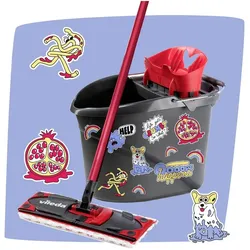 Vileda 183753 ULTRAMAX MY STYLE Box - Dirt is Good Bodenwischer-Set Anthr, Reinigungsutensil, Rot, Grau