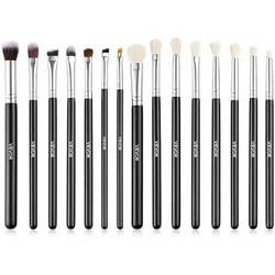 VEVOR Pinselset Makeup, 15-teiliges professionelles Schminkpinsel Set für Grundierung, Lidschatten, mit weichen synthetischen Borsten, ergonomischem Holzgriff, Aluminiumzwinge, für Gesicht, Augen