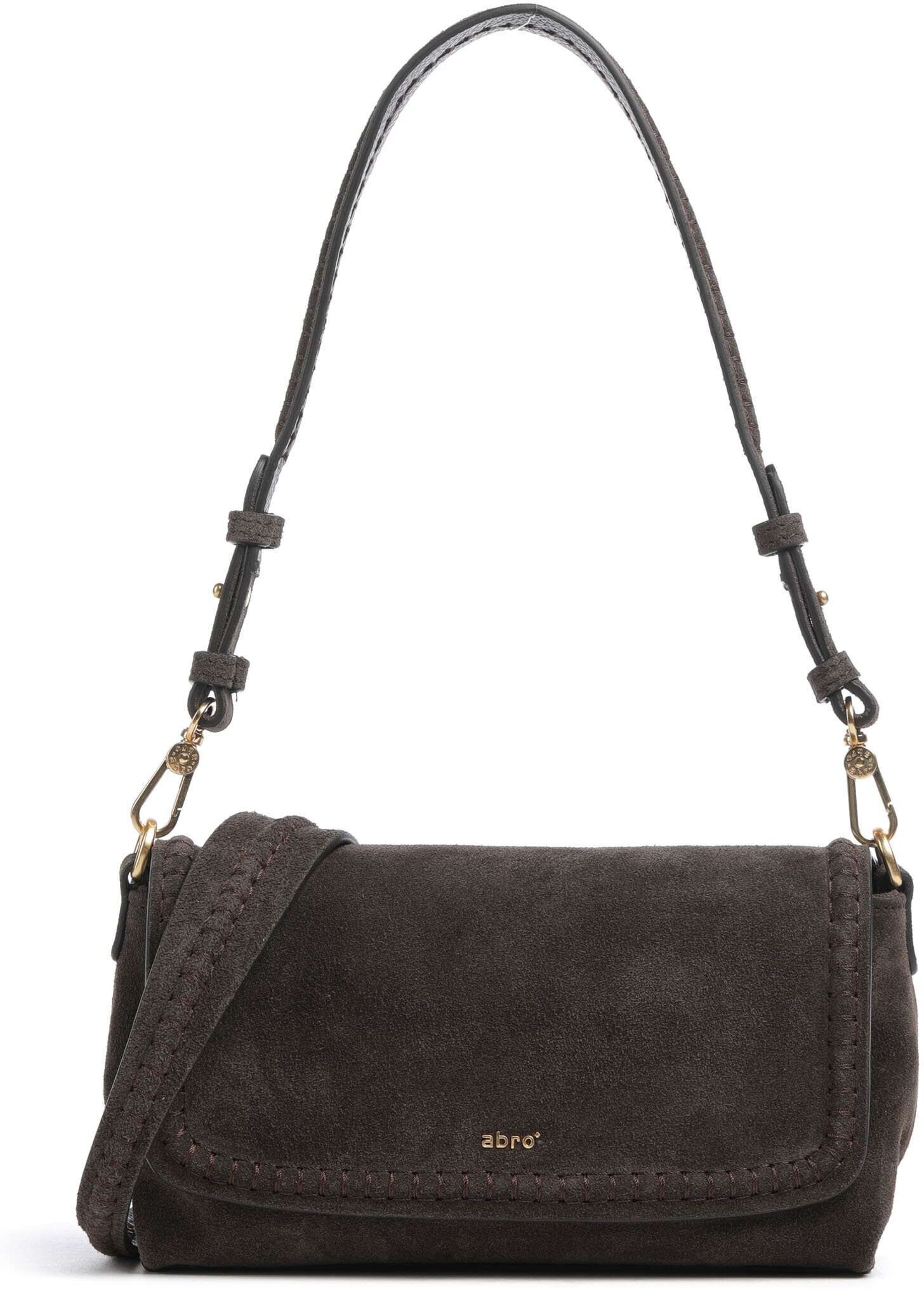 Abro Suede Signature Schultertasche aus Leder, braun