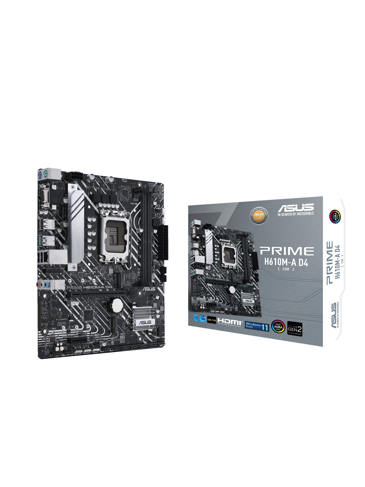 ASUS PRIME H610M-A D4-CSM Mainboard - Intel H610 - Intel LGA1700 - DDR4 RAM - Micro-ATX