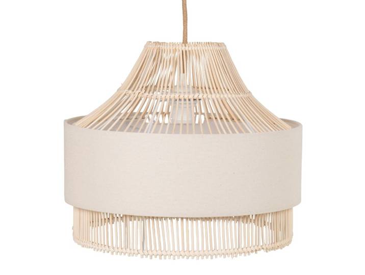 Suspension en rotin et polyester recyclé beige, Ø40 cm
