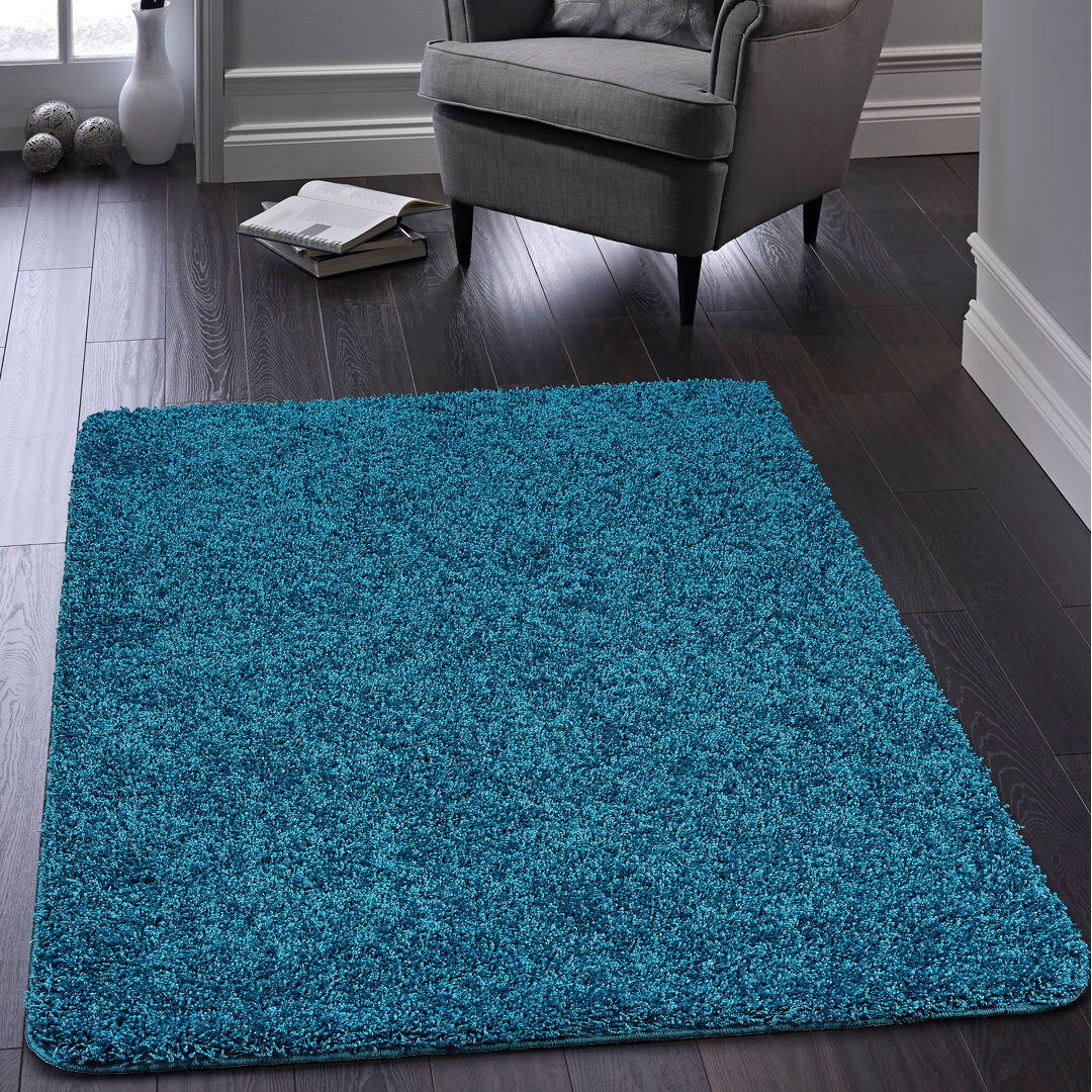 Buddy Solid Colour Shaggy Teal Area Rug Blue Rectangle 140 x 200cm