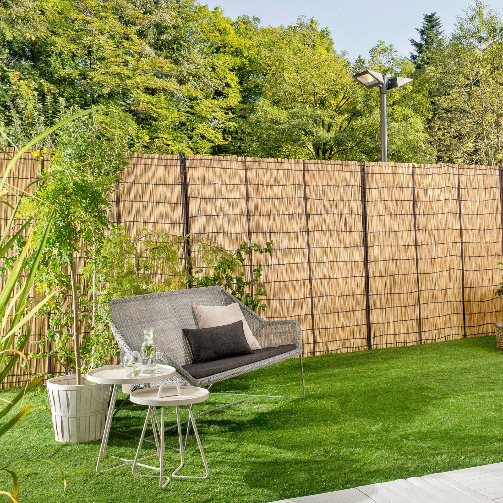 Sichtschutzzaunmatten WINDHAGER "Sendai für Garten, Balkon und Terrasse, 180 x 180 cm", beige (natur), H:180cm, Massivholz, Schilf, Zaunelemente, Sichtschutzzaun aus Bambus, Blickschutz, natur / beige