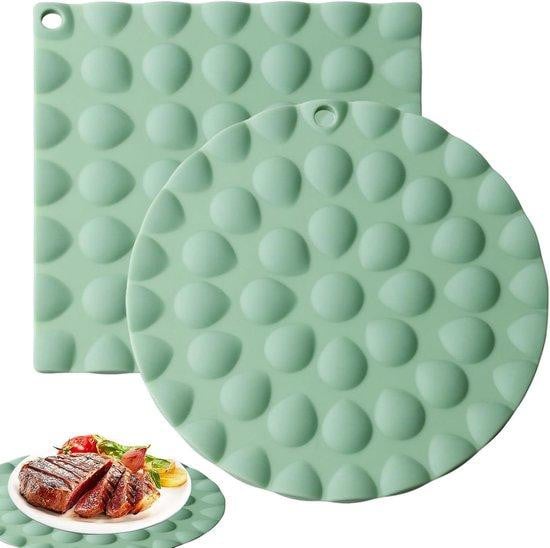 Set van 2 ronde hittebestendige placemats van silicone in het groen