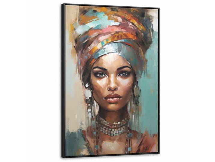 LEINWAND Bilder mit Rahmen - Frau - Kunst - Schmuck - Porträt - 90x140