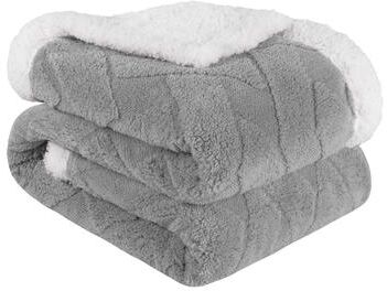 Superior Nuuk Reversible Sherpa Fleece Blanket – Ultra Soft Plush Textured Blanket with Jacquard Lattice Design