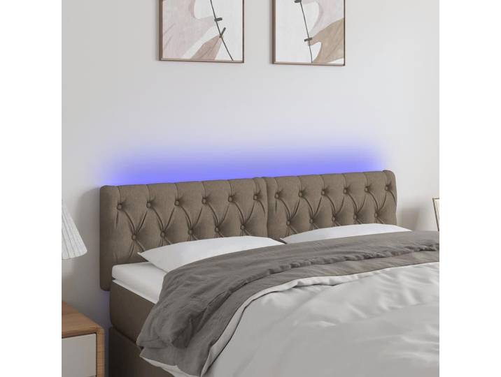 CHIC Tête de lit et lumières LED - Armoire de Tête Lit pour lire - Taupe 160x7x78/88 cm Tissu@SARA624006