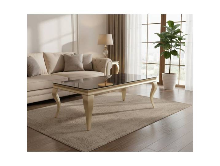 Table basse BAROQUE Gold 120x60x45 cm - Plateau Marbré noir