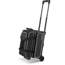 VEVOR Bowlingballtasche für 2 Bälle mit Doppelrollen & separatem Fach für Schuhe (bis US-Größe 16) & übergroßer Zubehörtasche, einziehbarer Griff lässt sich auf 105 cm ausziehen Schwarz + Weiß