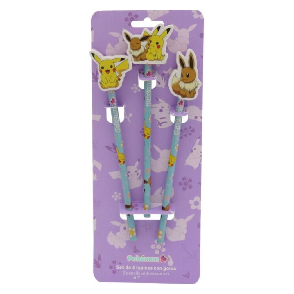 CYP POKEMON - Collection Flower - Set de 3 Crayons avec Topper (HB, 3x) (8426842111599)