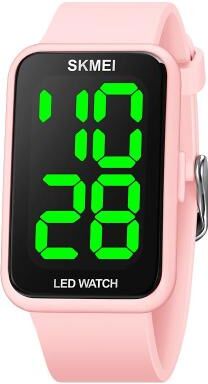 Everyday Crate SKMEI 1873 LED Electronic Watch 50M Waterproof Sports Watch With PU Strap And Calendar pink