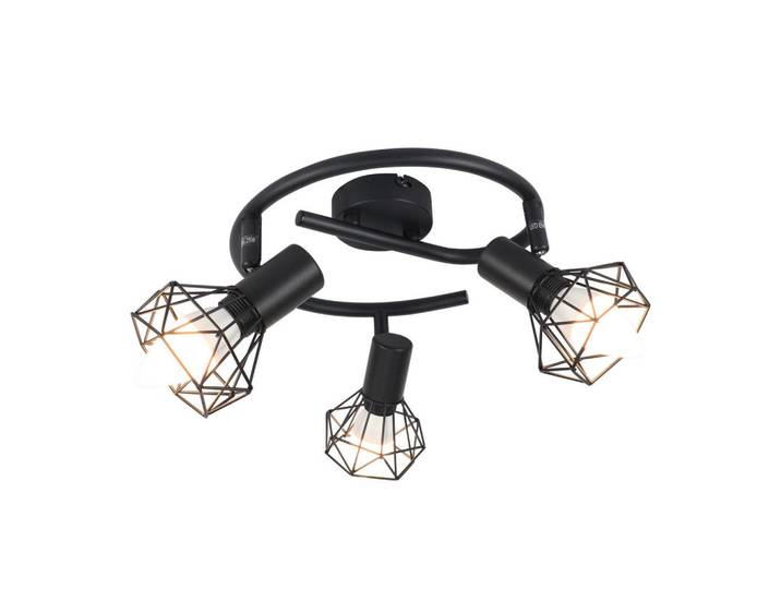 Nettlife Deckenstrahler Field 3-flammig 20/25/28 cm, Schwarz, Metall, E14, 25x28x20 cm, Lampen & Leuchten, Innenbeleuchtung, Spots & Strahler, Deckenspots