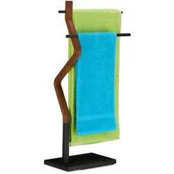 Relaxdays Handtuchhalter stehend Braun,Schwarz