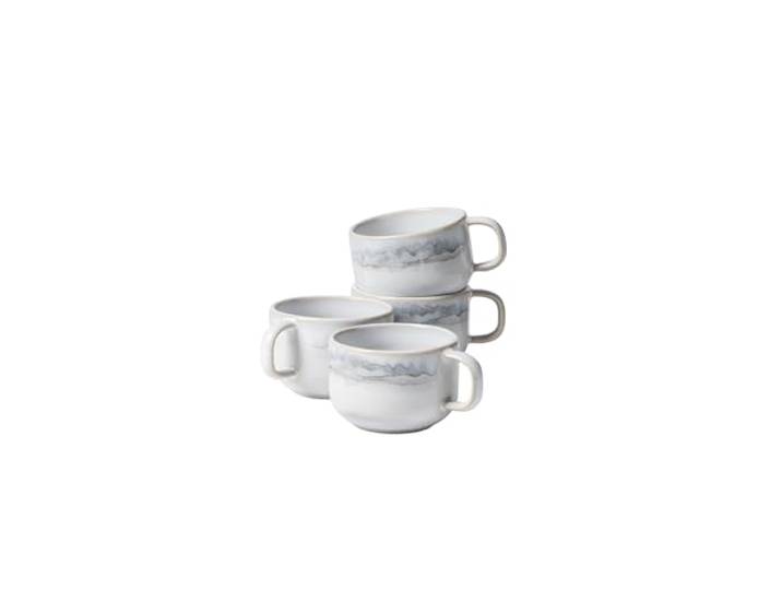 Gipfelstück Kaffeeobertassen-Set, Steinzeug TIEFER SEE Grau/Weiß