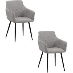 ALBATROS Esszimmerstühle 2er Set SILA, Grau - Modern und Stilvoll, bequemer Polsterstuhl - Eleganter Küchenstuhl, Stuhl Esszimmer